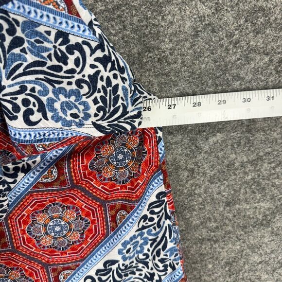 Cato Blouse Women 26/28W Plus Blue Striped Cold Shoulder Short Sleeve V-Neck - Picture 5 of 7